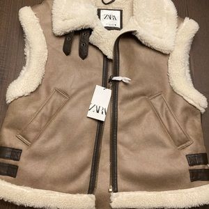 Zara Sherpa & Suede Vest